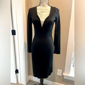 Lulu’s size M, deep plunge black dress